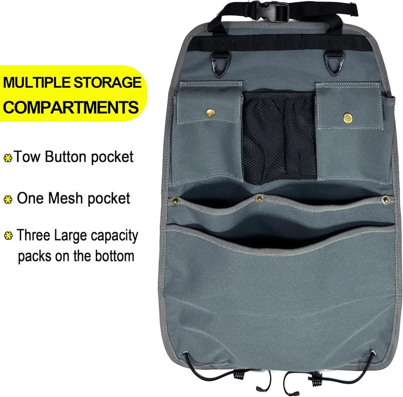 BEATUNEE Car Seat Back Organizer with Multiple Pockets and Hooks (grey) - Image 5